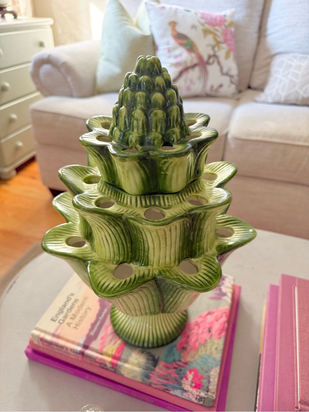 Vintage artichoke tulipiere measuring 14”